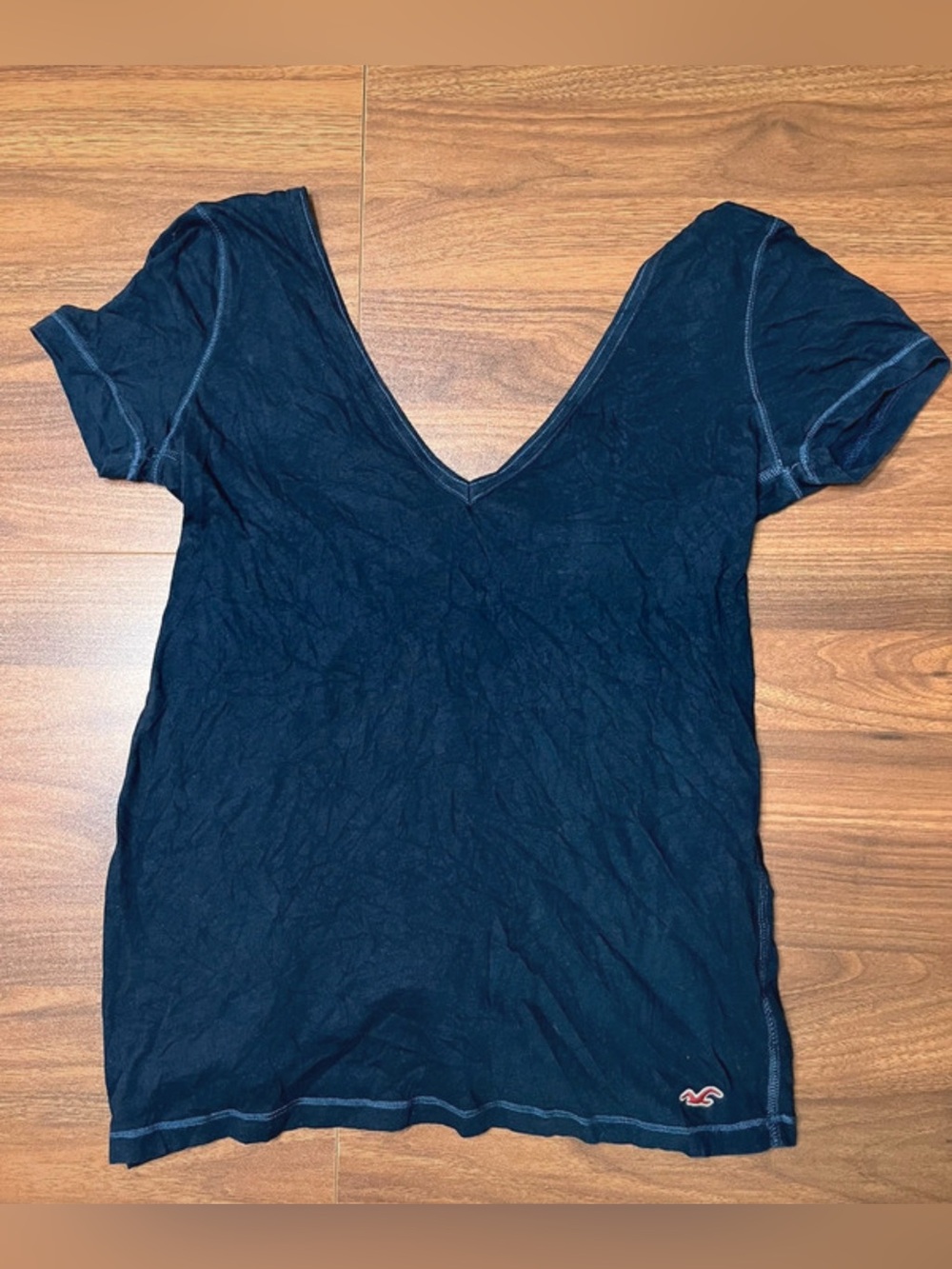 Old Hollister Navy Blue Button Up V Neck Shirt - Size M